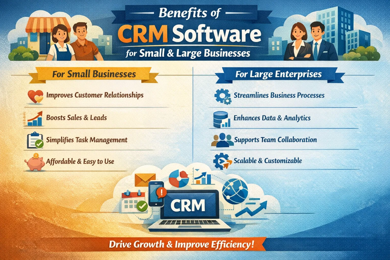 Benefits of CRM Software for Small and Large Businesses Hero Image